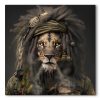 tableau deco Portrait de Lion Rasta Militaire avec son cigare