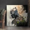 Tableau portrait Black Panther peinture aquarelle pastel super héros