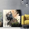 Tableau portrait Black Panther peinture aquarelle pastel super héros