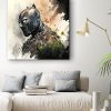 Tableau portrait Black Panther peinture aquarelle pastel super héros