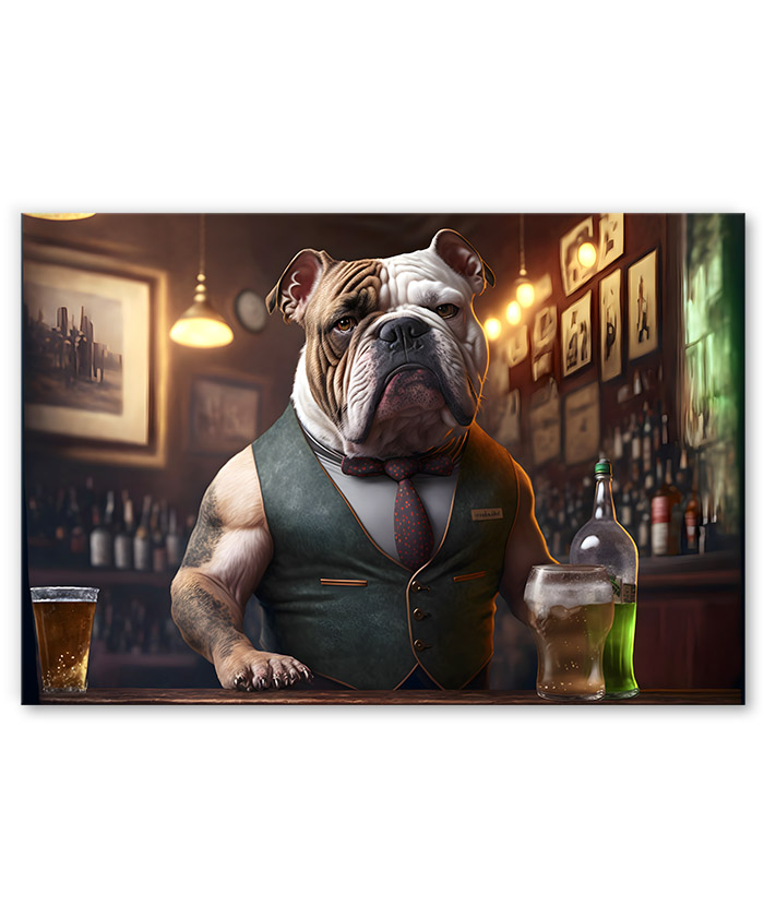 Tableau deco Bulldog Barman bar cocktail