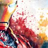Tableau Iron Man Marvel Nuage Aquarelle