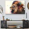 Tableau deco portrait Lion aquarelle animal sauvage