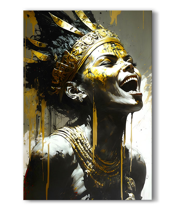 Tableau deco portrait femme africaine couronne peinture