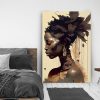 tableau peinture portrait femme africaine chevelure de feuilles