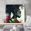 Tableau deco portrait femme africaine fleurs sauvages
