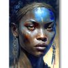 Tableau deco portrait femme africaine traditionnelle peinture