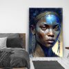 Tableau deco portrait femme africaine traditionnelle peinture