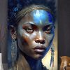 Tableau deco portrait femme africaine traditionnelle peinture