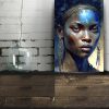 Tableau deco portrait femme africaine traditionnelle peinture