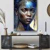 Tableau deco portrait femme africaine traditionnelle peinture