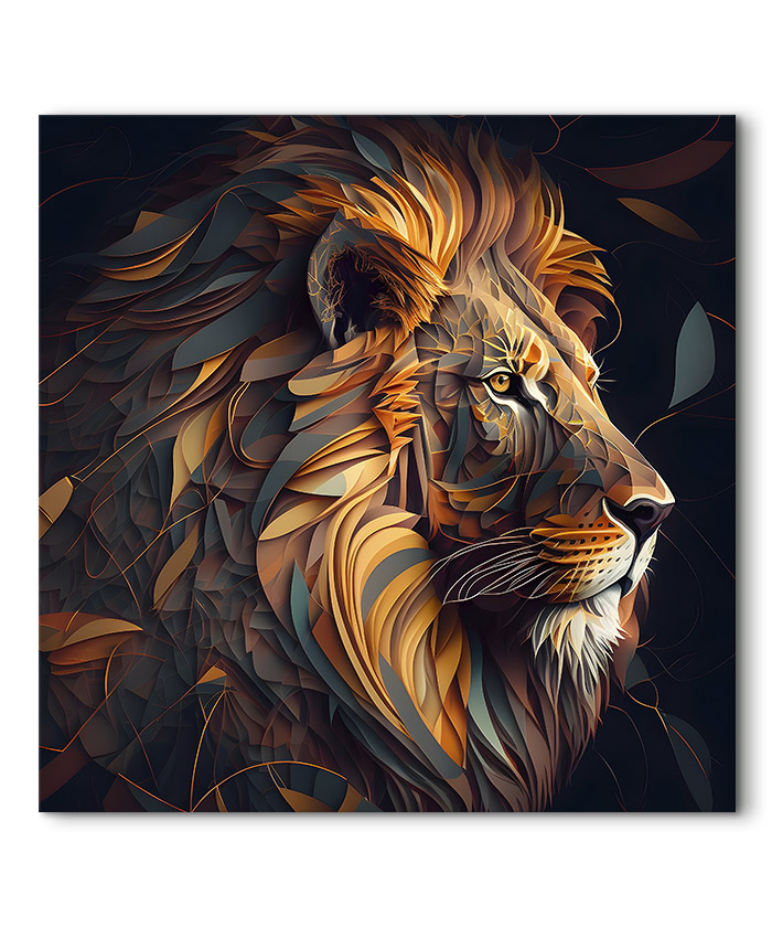 tableau deco design tête de lion moderne feuille pop-art artiste