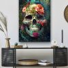 Tableau deco Crâne tête de mort floral