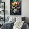 Tableau deco Crâne tête de mort floral