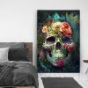 Tableau deco Crâne tête de mort floral