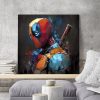 tableau deco captain deadpool peinture marvel pop art