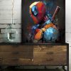 tableau deco captain deadpool peinture marvel pop art