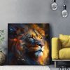 tableau deco tete de lion animal