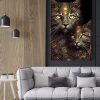 tableau deco deux chats ornements baroques or dorure
