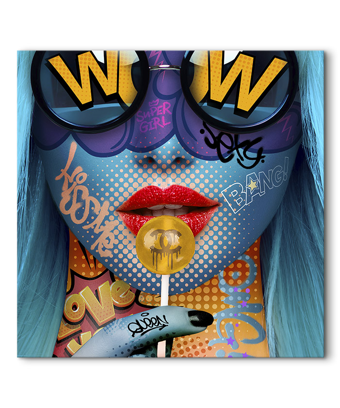 tableau deco pop art femme sucette chanel design glamour