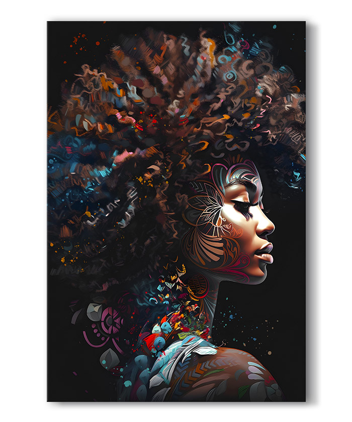 tableau portrait femme afro africaine moderne pop art