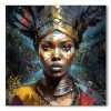 tableau deco portrait femme africaine tradionnelle couronne sauvage maison du monde