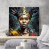 tableau deco portrait femme africaine tradionnelle couronne sauvage maison du monde