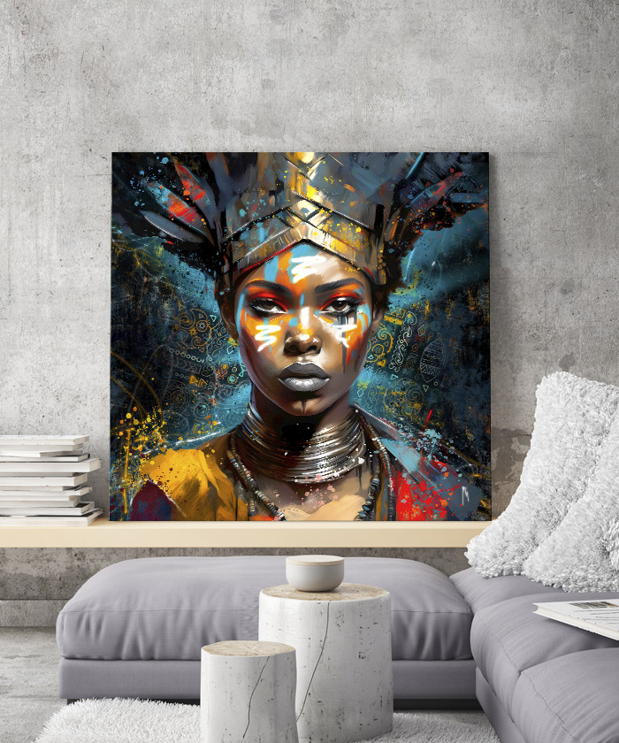 Tableau déco portrait Femme Déesse africaine - Tableau Deco