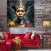 tableau deco portrait femme africaine tradionnelle couronne sauvage maison du monde