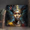 tableau deco portrait femme africaine tradionnelle couronne sauvage maison du monde