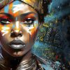 tableau deco portrait femme africaine tradionnelle couronne sauvage maison du monde