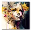 tableau deco portrait de femme peinture florale street art