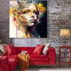 tableau deco portrait de femme peinture florale street art