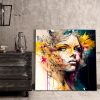 tableau deco portrait de femme peinture florale street art