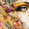 tableau deco portrait de femme peinture florale street art