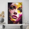 tableau deco portrait visage peinture femme esquisse pop art