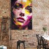 tableau deco portrait visage peinture femme esquisse pop art