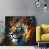 tableau deco portrait tête de lion couleurs Afrique monde