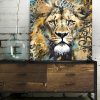 Tableau deco portrait peinture tête lion street art graffiti
