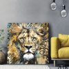 Tableau deco portrait peinture tête lion street art graffiti