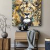 Tableau deco portrait peinture tête lion street art graffiti