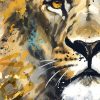Tableau deco portrait peinture tête lion street art graffiti