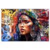 tableau deco portrait femme indienne street art