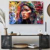 tableau deco portrait femme indienne street art