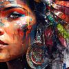 tableau deco portrait femme indienne street art