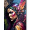Tableau déco street art portrait femme fée