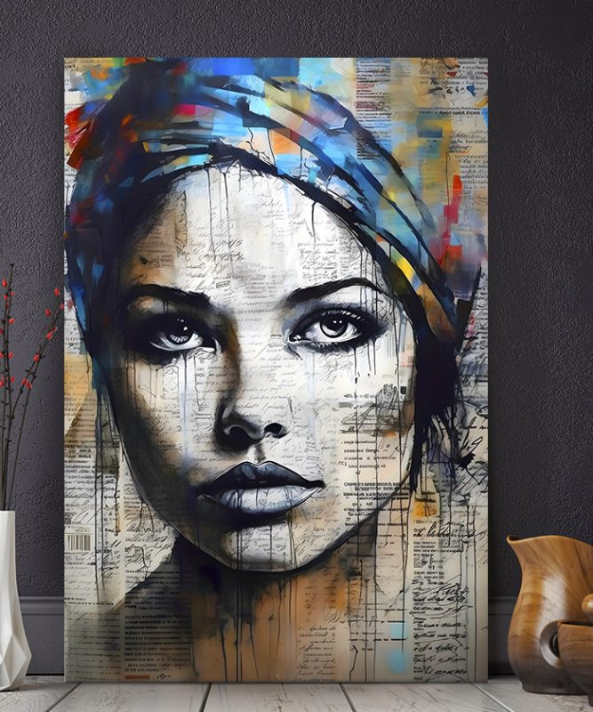 tableau-d-co-portrait-femme-peinture-encre-de-chine-moderne-tableau-deco