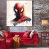 Tableau deco Spiderman peinture aquarelle pop art Comics Marvel