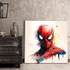 Tableau deco Spiderman peinture aquarelle pop art Comics Marvel