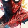 Tableau deco Spiderman peinture aquarelle pop art Comics Marvel